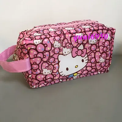 Cute Hello Kitty Head Bow Makeup Bag Cosmetic Pencil Case Travel Organizer Pouch • $23.40