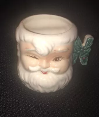 Vintage Ceramic Winking Santa  Christmas  “N” Mug ￼Made In Japan • $9.99