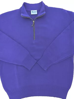 Vintage MEISTER Mens Ski Sweater 1/4 Zip Mock Turtle Neck Wool Blend L Purple • $34.99