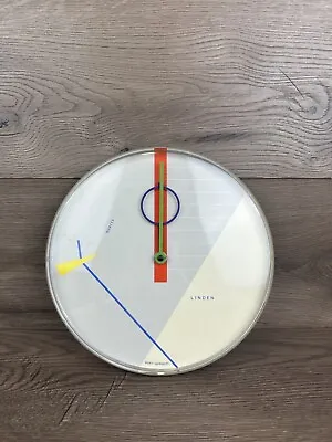 1980s Postmodern Gray Wall Clock By Linden WORKING Primary Colors Vintage • $199.99