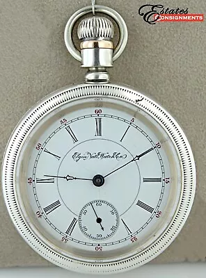 Vintage 1895 Elgin H. H. Taylor Model 5 Size 18s Coin Silver Pocket Watch • $499