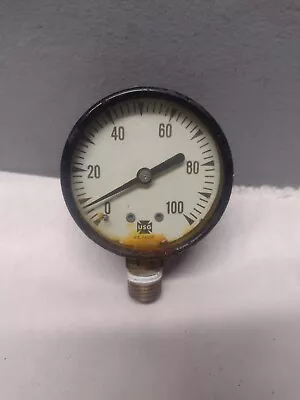  Vintage USG 2  Pressure Gauge 100 Psi Steam Punk Gauge  • $9.50