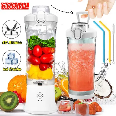 Electric Mini Juice Maker 600ML Portable Blender Smoothie Mixer Fruit Juicer • £19.98