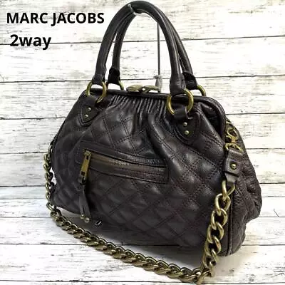 Marc Jacobs 2WAY Stam Shoulder Bag Cowhide Quilted Black Chain Ladies Used • $189.99