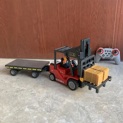 1:24 RC Forklift Truck With Trailer Toys For Kids Remote Control Crane Boys Gift • $91.07