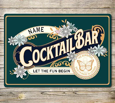 Personalised Cocktail Bar Sign Metal Wall Door Accessory Home Pub Outside Plaque • £5.70