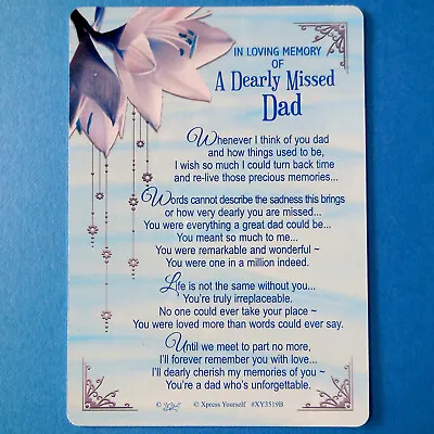 £2.50 • Buy A Dearly Missed DAD Graveside Memorial Card Keepsake Remembrance