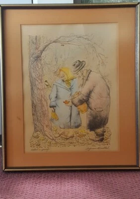$450 • Buy Artist Proof By Seymour Rosenthal The Bird Feeders Colored Lithograph Signed 