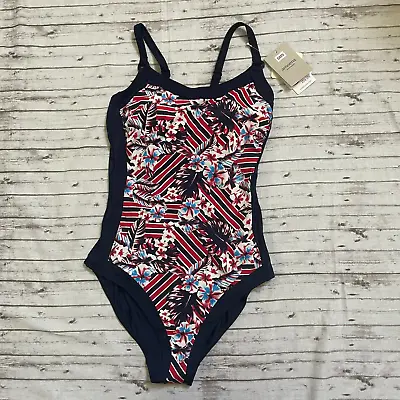 AMOENA Womens Summer Day One Piece Swimsuit SIZE 8B Patriotic Blue Red White • $24.97