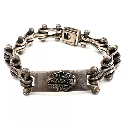 Vintage Harley Davidson Sterling Silver Motorcycle Chain Biker Bracelet-6 -A2710 • $49.99