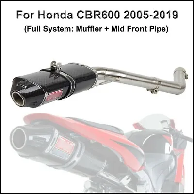 Motorcycle Full System Exhaust Mid Front Link Pipe For Honda CBR600RR 2005-2019 • $260.99