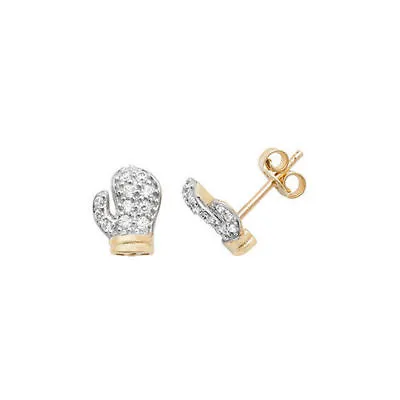 Boxing Glove Stud 9ct Gold Earring  One Supplied Stone Set 9ct Gold • £43.99