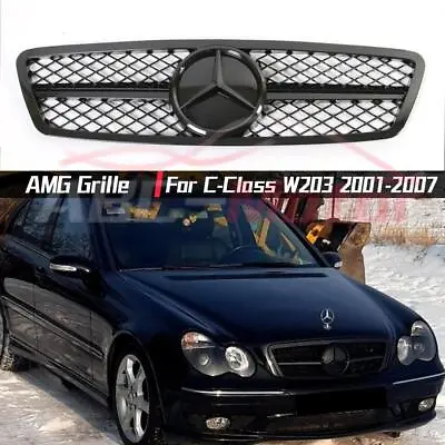 Glossy Black AMG Style Grille For Benz C-Class W203 2001-2007 C200 C240 C320 C32 • $99