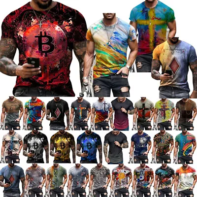 Men T Shirt 3D Novelty Graphic Fashion Casual Fitness Short Sleeve Tee T-Shirt#* • $22.25