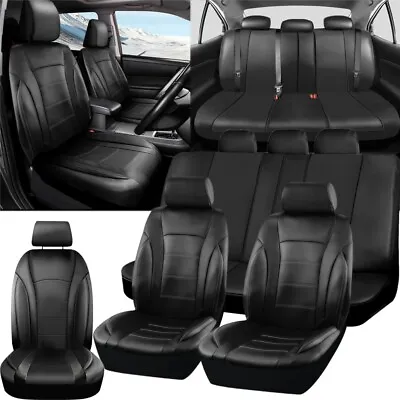 For Honda Civic Sedan Coupe PU Leather Auto Car Seat Covers Full Set Black • $54.90