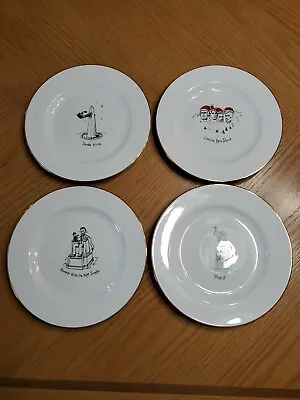 4 X Merry Masterpieces Christmas Salad Plates Humerous 8 1/4  GUC • $10