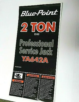  YA642A 2 Ton Floor Jack   Blue Point   Original Decal- Jack Label  • $1.89