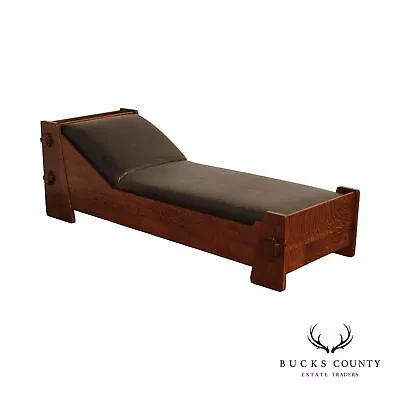 Antique Mission Oak And Leather Day Bed • $3495