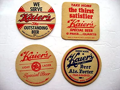 Lot Of 4 Kaier Beer Pad /Card / Coaster/ Trade / Various Years Mahanoy City Pa. • $5