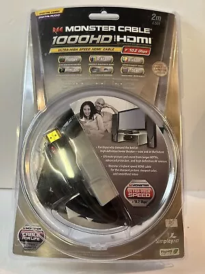 Monster Cable 1000HD HDMI High Speed Cable W/ ETHERNET 2m 6.56ft #127655-00 • $7.99