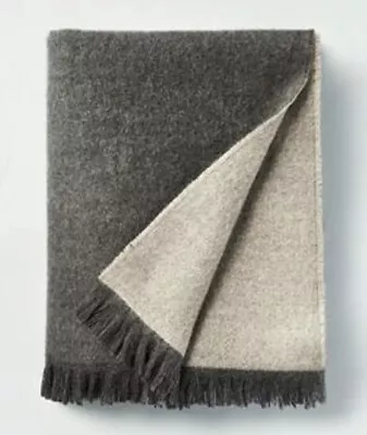 Hearth And Hand Magnolia Faux Mohair Fringe Woven Throw Blanket Gray • $24.99