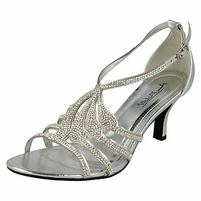 £9.99 • Buy Ladies Anne Michelle F10580 Diamante Mid Heel Buckle Party Wedding Sandals Size