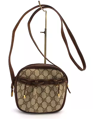 Gucci Vintage Bag Crossbody Shoulder Bag Purse GG Supreme Brown Small Authentic • $268.99