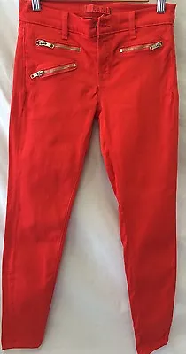 Anthropologie J BRAND Skinny Jeans Red Triple Zip Zoey Lipstick $209 Size 25 • $28
