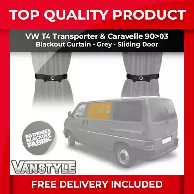 Fits Vw T4 Transporter Tailored Blackout Fabric Sliding Door Window Curtain Grey • £30.59