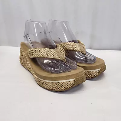 Volatile Woven Island Platform Wedge Sandal Natural Raffia Size 9 • $15