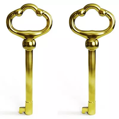 KY-2 Skeleton Key Reproduction Brass Plate Hollow Barrel Key For Cabinets Dr... • $34.83