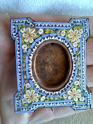 Vintage Micro Mosaic Blue Floral Miniature Photo Frame  • $89