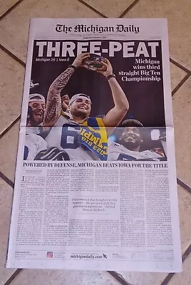 Michigan Daily Three-Peat BIG TEN CHAMPIONS Football Complete Newspaper Vs Iowa • $12.99