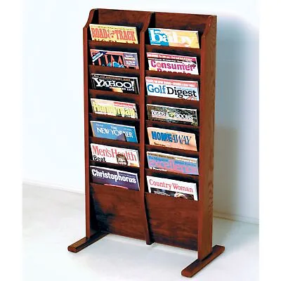 Wooden Mallet Cascade Free Standing 14 Pocket Magazine Rack Mahogany • $169.27