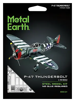 Fascinations Metal Earth P-47 THUNDERBOLT Fighter Aircraft 3D Steel Model Kit • $12.95