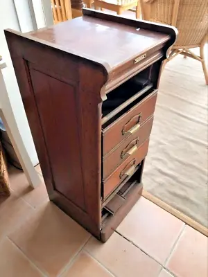 RECORD CABINET CO. LONDON - ANTIQUE LETTER FILING SYSTEM 1890's MAHOGANY / BRASS • £99