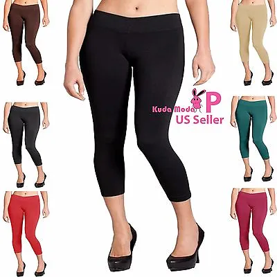 Women Seamless Basic Stretch Capri Sports Yoga Leggings Plus Size L XL 2XL • $6.50