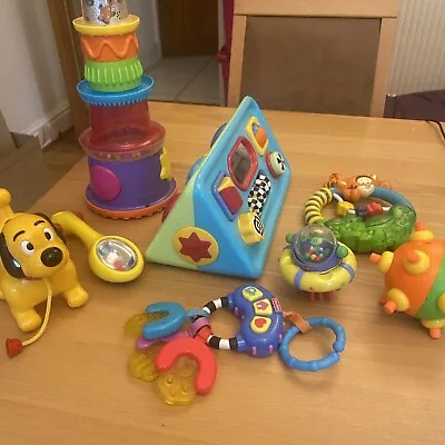 Assortment Bundle Of Plastic Baby Toys Shape Sorter Rattle Stacker Activity Cups • £9.99