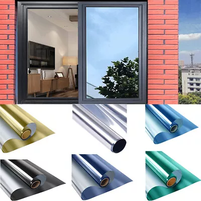 £7.92 • Buy One Way Mirror Window Film Privacy Static Cling Sun Blocking Anti UV Reflective 