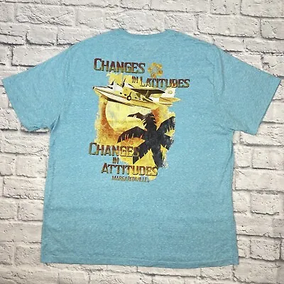 Jimmy Buffett Margaritaville Shirt Mens XL Aqua Short Sleeve Changes In Latitude • $12.99