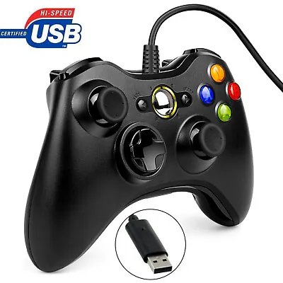 AU Wired Game Controller Gamepad For XBOX 360 Console Joypad Windows PC Black • $21.49