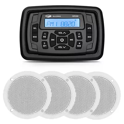 Marine Stereo Waterproof Car Boat Radio Bluetooth W/ 4  Speakers For ATV UTV RV • £109.99