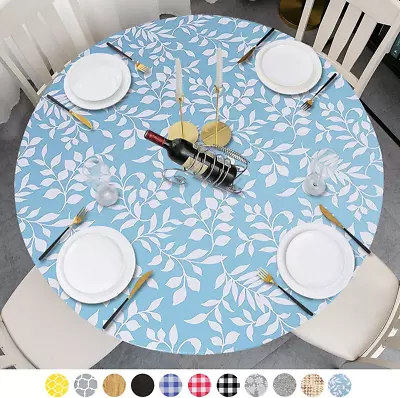 Table Cloth Fitted Round Plastic Vinyl Tablecloth With Flannel Backing And Elas • $20.88