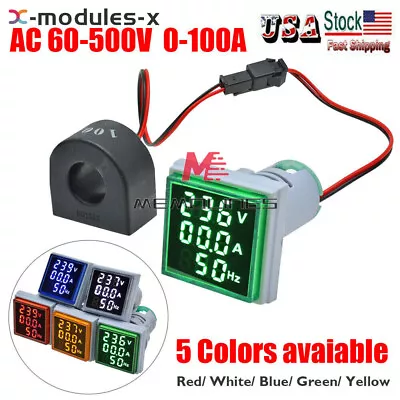 AC 60-500V 0-100A 22mm 3-in-1 Voltmeter Ammeter Digital Volt AMP Frequency Meter • $6.93