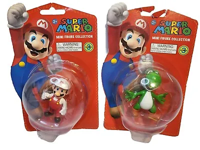 Super Mario Mini 2.5  Yoshi & Fire Mario Toy Figures New Nintendo • £7.15