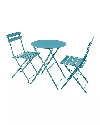 Bistro Set Outdoor Patio Garden Furniture Dining Table Folding Chairs Green • £99