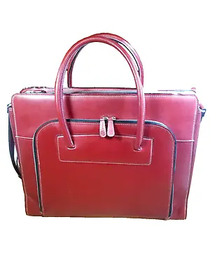 Deep Red Leather MCKLEIN Removable Laptop/Satchel With Handle/Crossbody Strap • $70