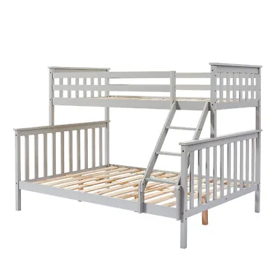 £229.99 • Buy Triple Bunk Bed 3 Sleeper Solid Pine Wood Frame Double 4ft6 Single 3ft Bed Frame