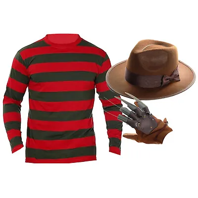 Halloween Dream Killer Costume Brown Hat And Hand Claw Fancy Dress Accessories • £10.99