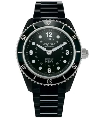 $199.20 • Buy Alpina Women's $995 All Black Comtesse Hsw Horilogical Smart Watch Al-281bs3v6b